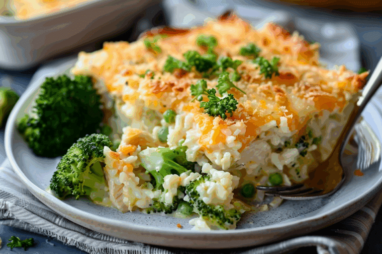 Broccoli, Rice, Cheese, and Chicken Casserole