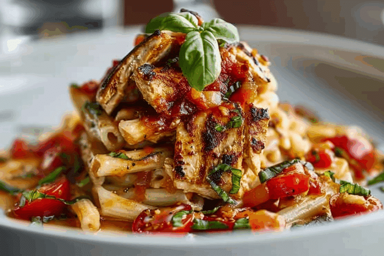 Bruschetta Chicken Pasta Stack
