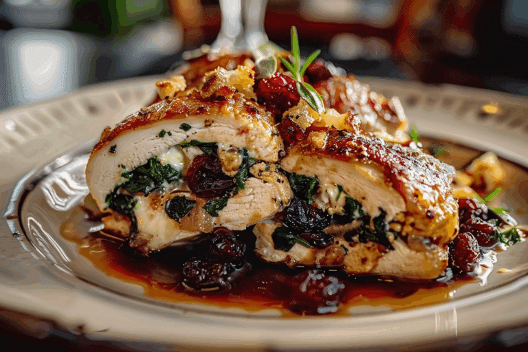 Cranberry & Spinach Stuffed Chicken Breasts with Brie