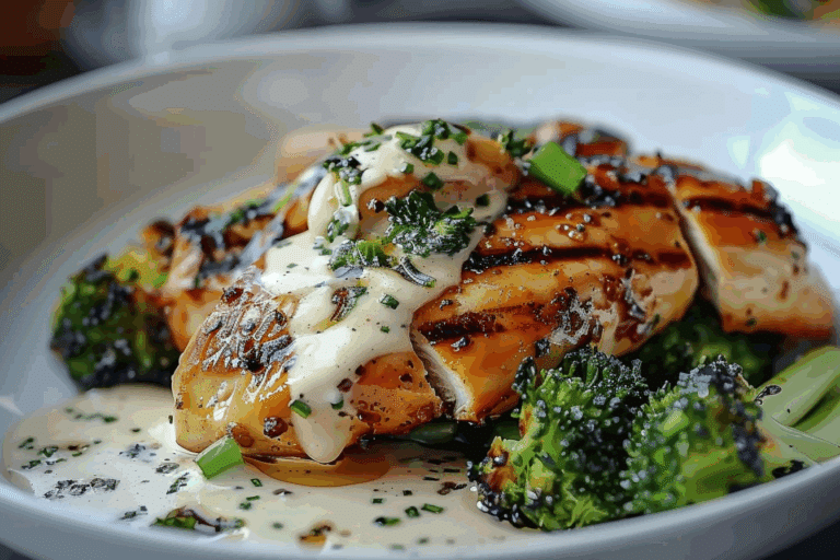 Grilled Chicken with Garlic Parmesan Cream Sauce