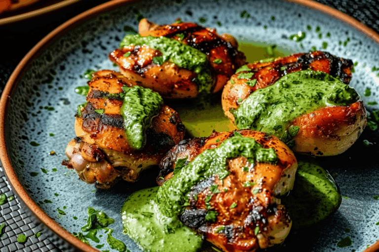 Peruvian Grilled Chicken with Creamy Green Sauce