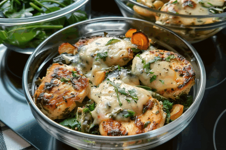 Spinach Artichoke Chicken Bowls