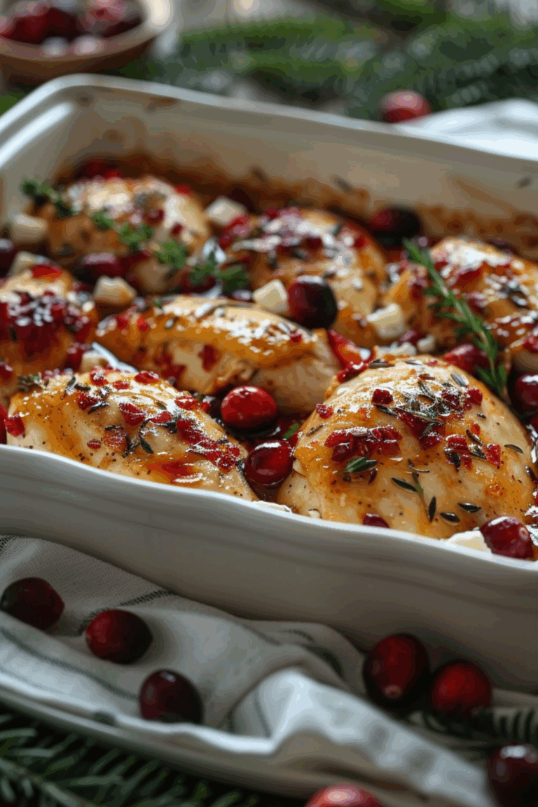Honey Cranberry Chicken Bake with Feta Cheese