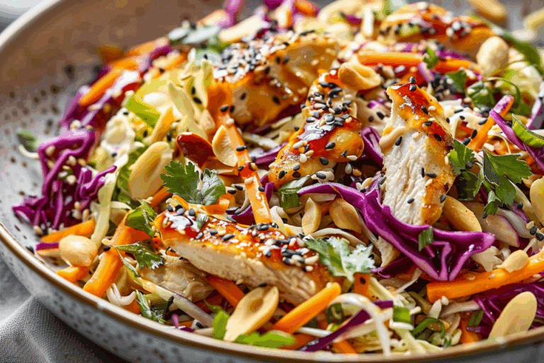 Chicken Coleslaw Salad with Ginger Sesame Dressing