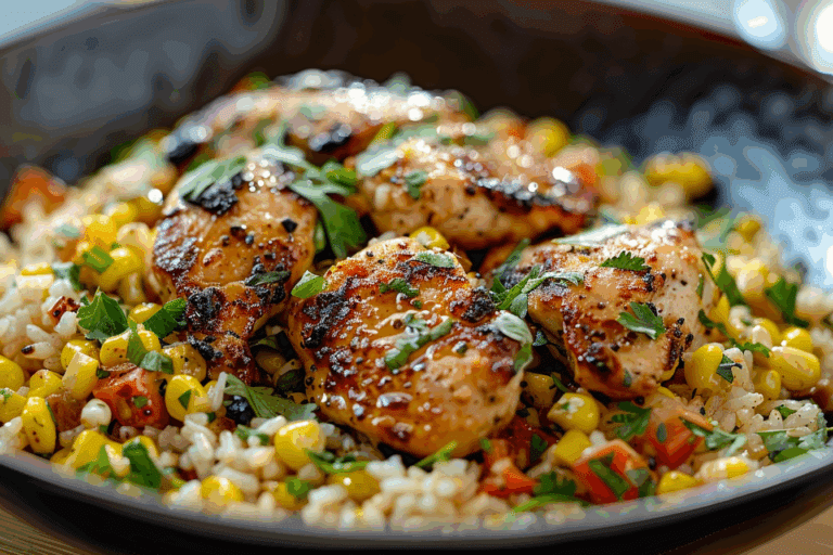 Comfort Bowl Chicken & Corn on Garlic Parmesan Rice