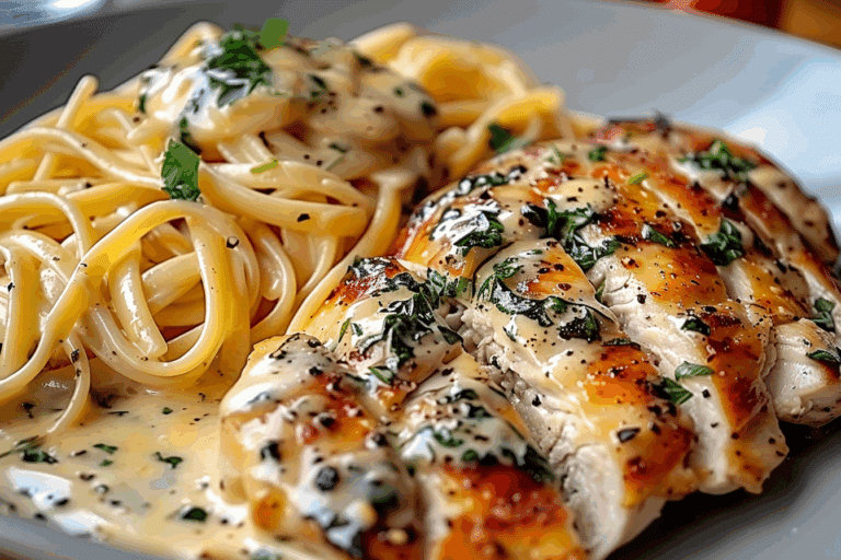 Garlic Parmesan Cheddar Chicken Linguine in Creamy Butter Sauce