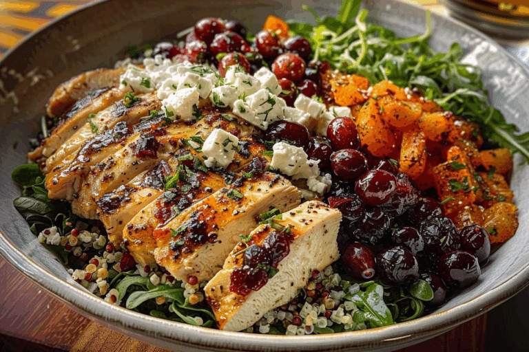 Greek Chicken Harvest Bowl with Cranberries & Feta