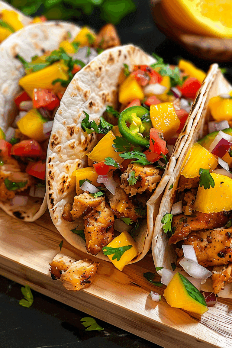 Mango Habanero Grilled Chicken Tacos