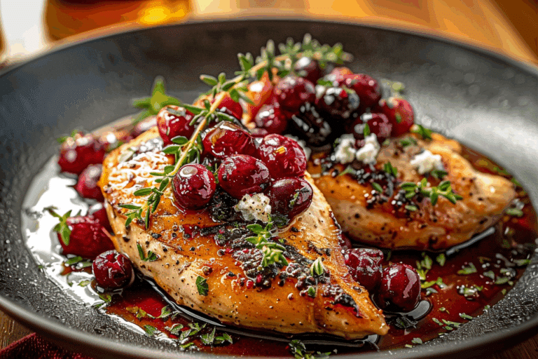 Mediterranean Chicken with Cranberry Honey Sauce
