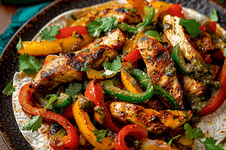 Spicy Chicken Fajitas with Creamy Jalapeño Verde Sauce