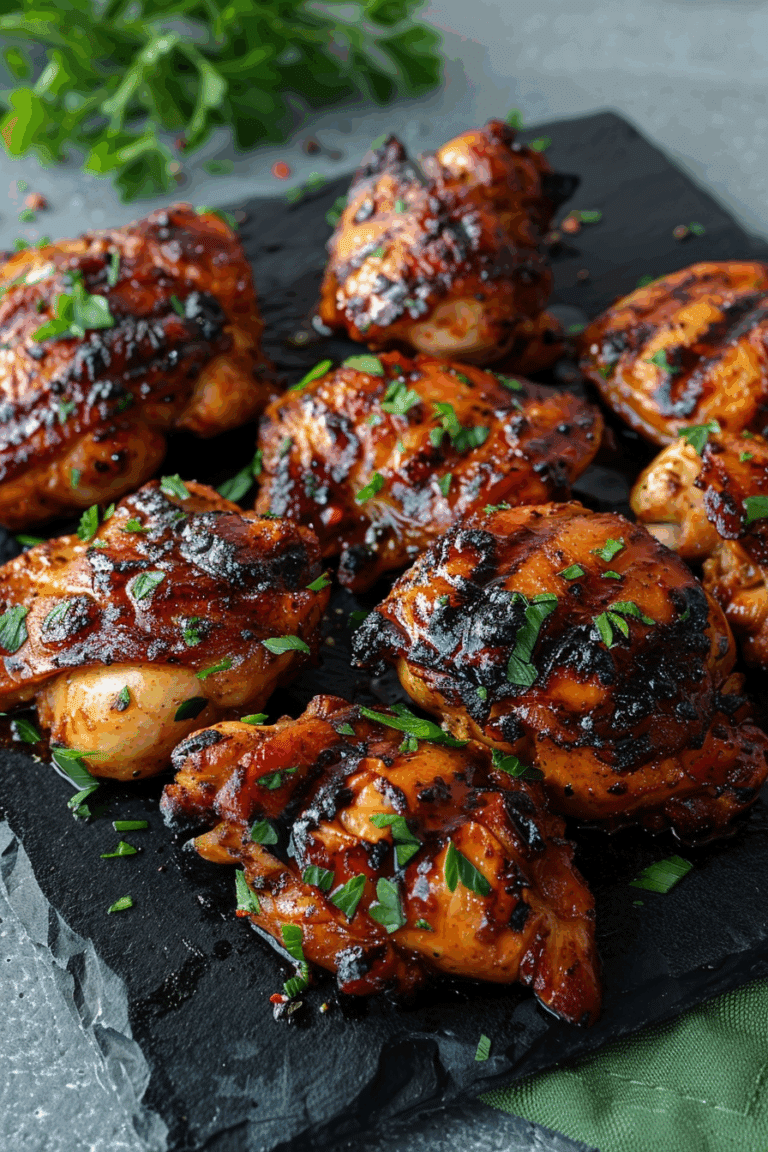 Sweet N Spicy grilled chicken thighs