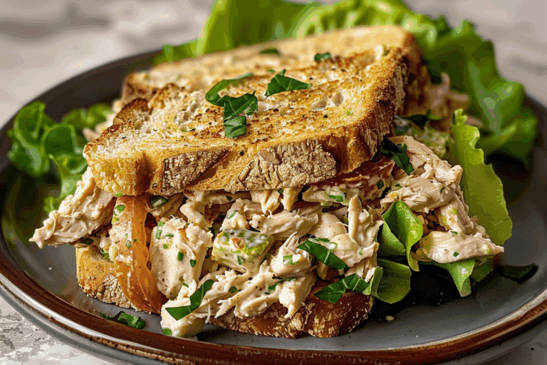 chicken salad sandwich on toast