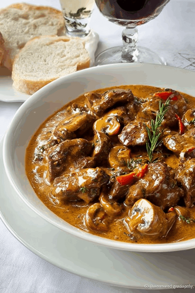 Spicy Chicken livers with mushrooms