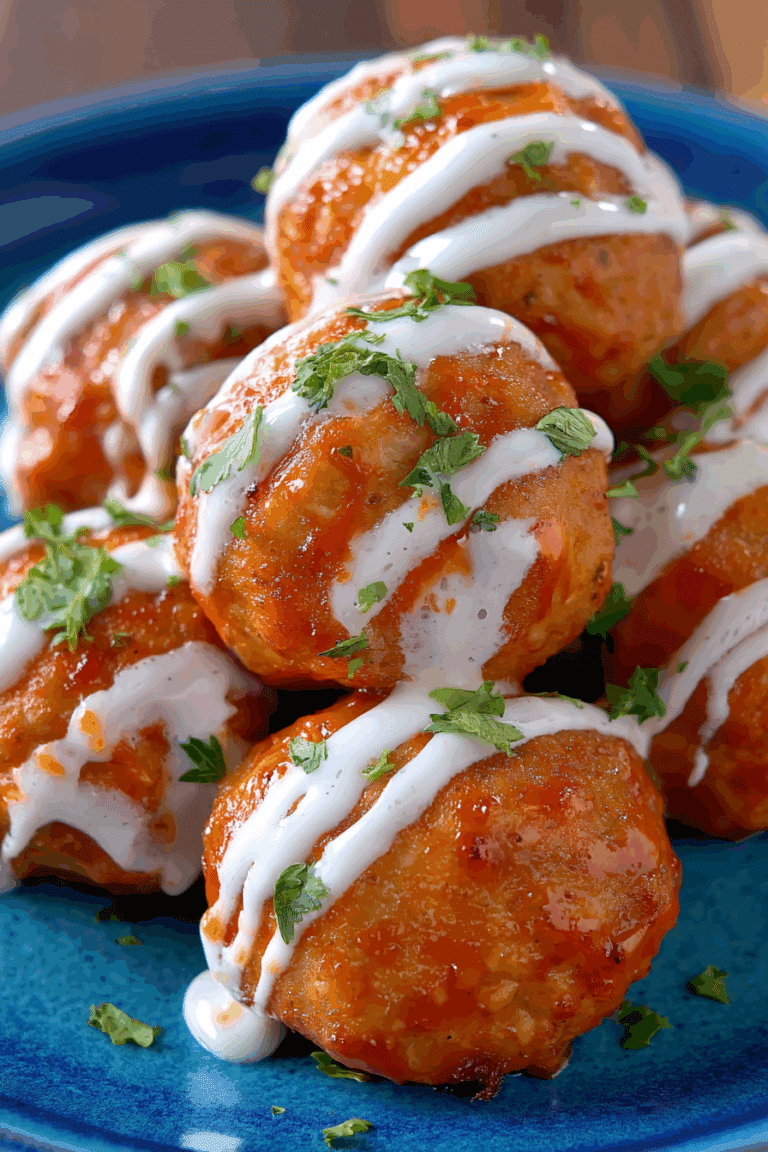 Cheesy buffalo chicken meatballs