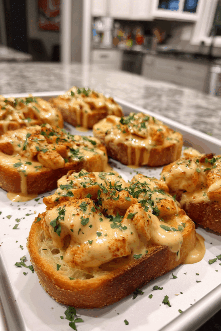 Chicken Alfredo Garlic Bread