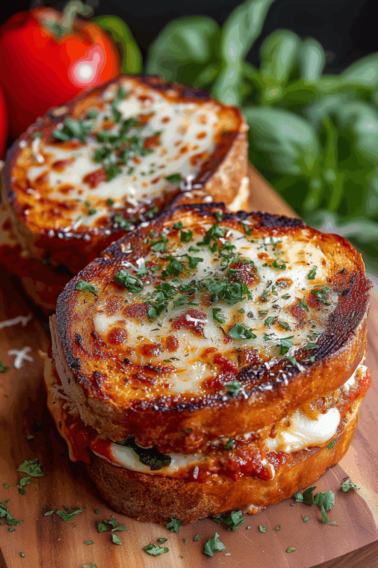 Chicken Parmesan grilled cheese sandwich