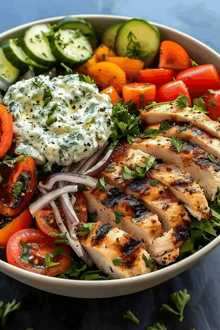 Grilled Chicken Mediterranean Bowl with Tzatziki