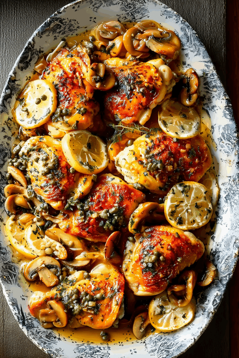 Lemon Garlic Chicken with Mushrooms and Capers