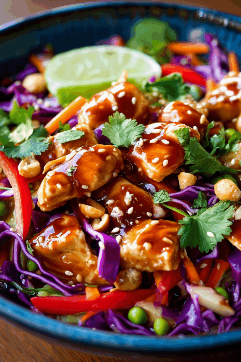 Sesame Chicken Salad with Peanut Dressing