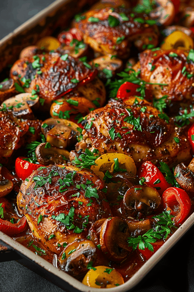 Smoky Paprika Chicken with Mushrooms & Roasted Peppers