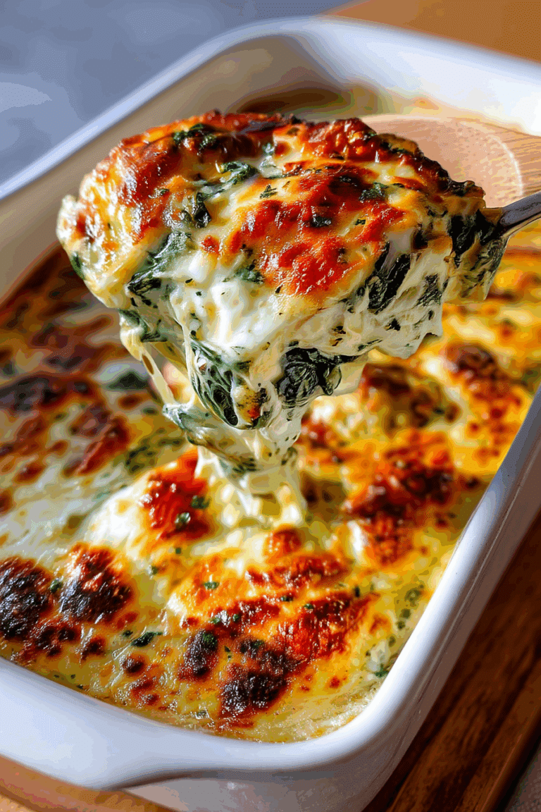 Spinach Chicken Casserole with Cream Cheese & Mozzarella