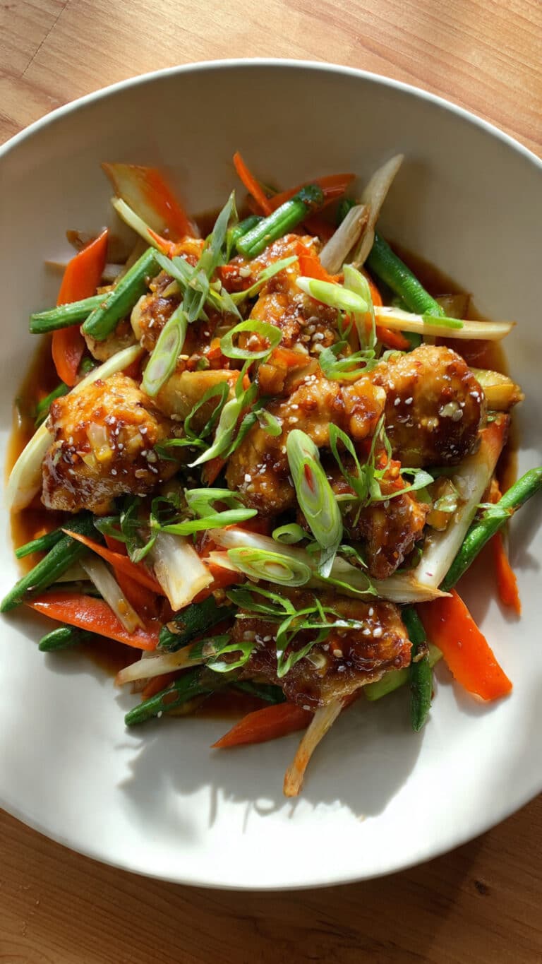 Soy-Garlic Glazed Chicken with Crisp Veggie Stir Fry