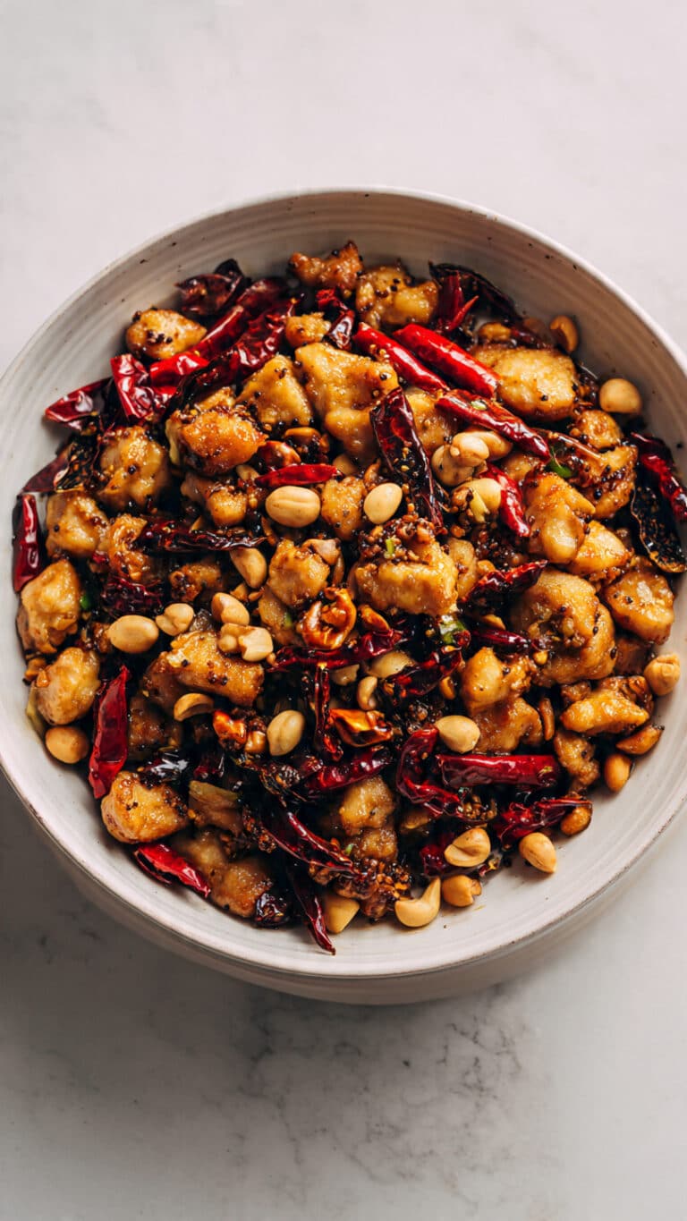 Sichuan Kung Pao Chicken with Roasted Peanuts, Macadamias & Chili Crunch