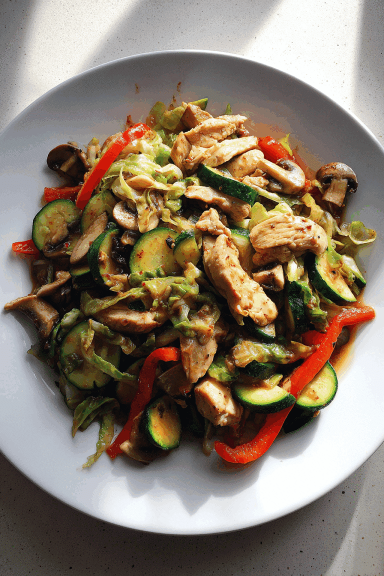Low-Carb Chinese Ginger Chicken Stir-Fry with Colorful Veggies