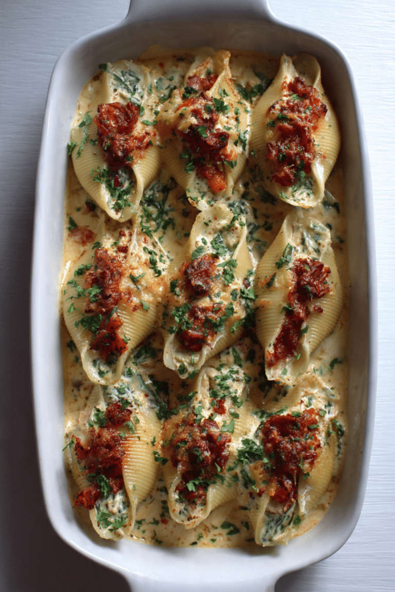 Mediterranean Creamy Cajun Chicken Stuffed Shells