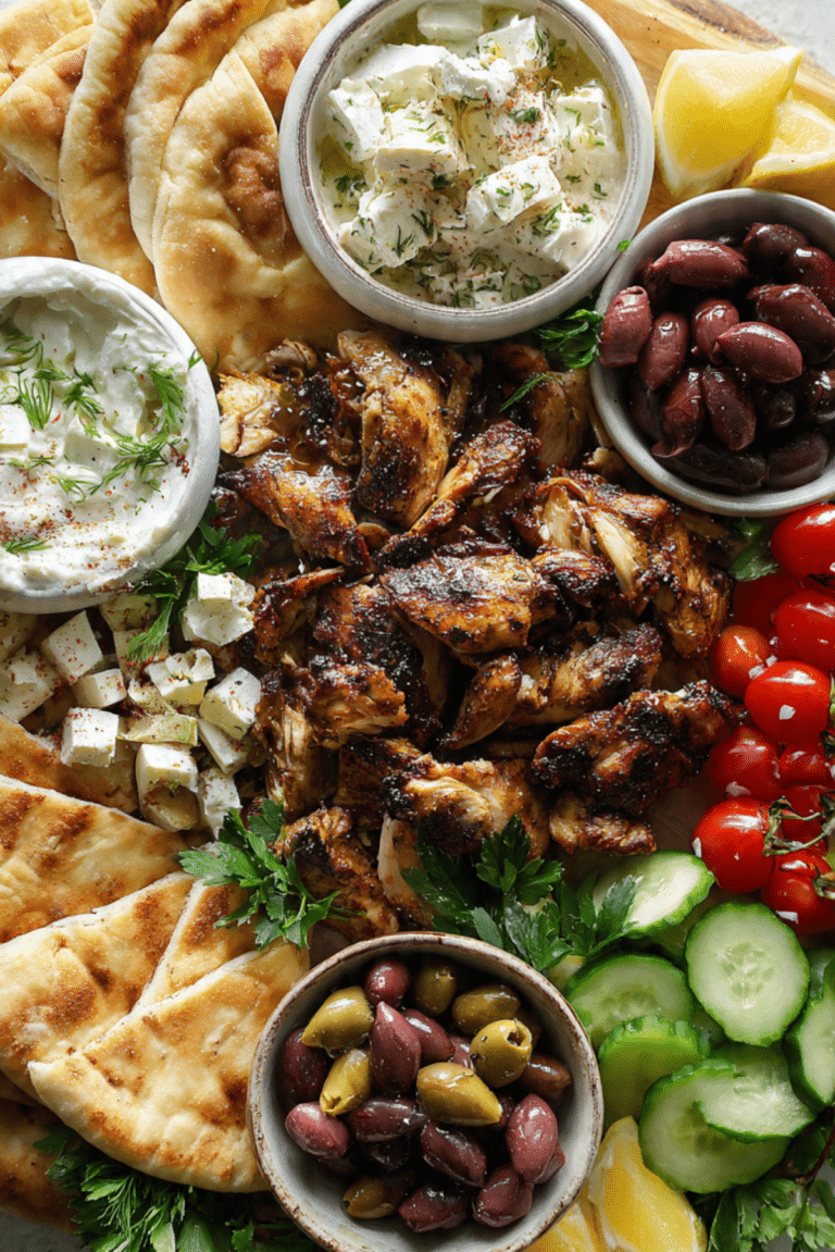 Greek Chicken & Olive Mezze Board