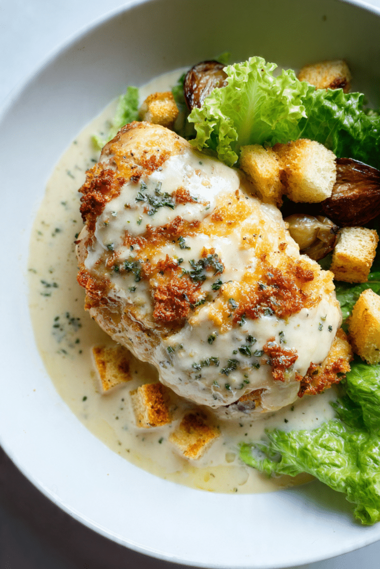 Baked Caesar Chicken with Creamy Parmesan Sauce
