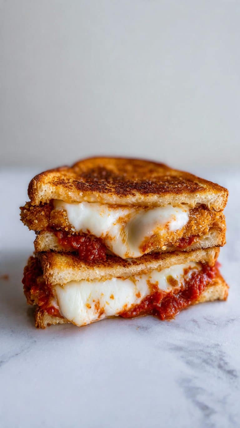 Chicken Parmesan grilled cheese sandwich