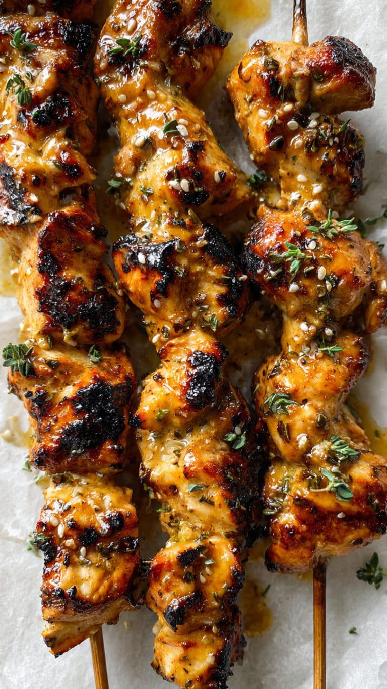 Greek Chicken Souvlaki with Maple Mustard Glaze