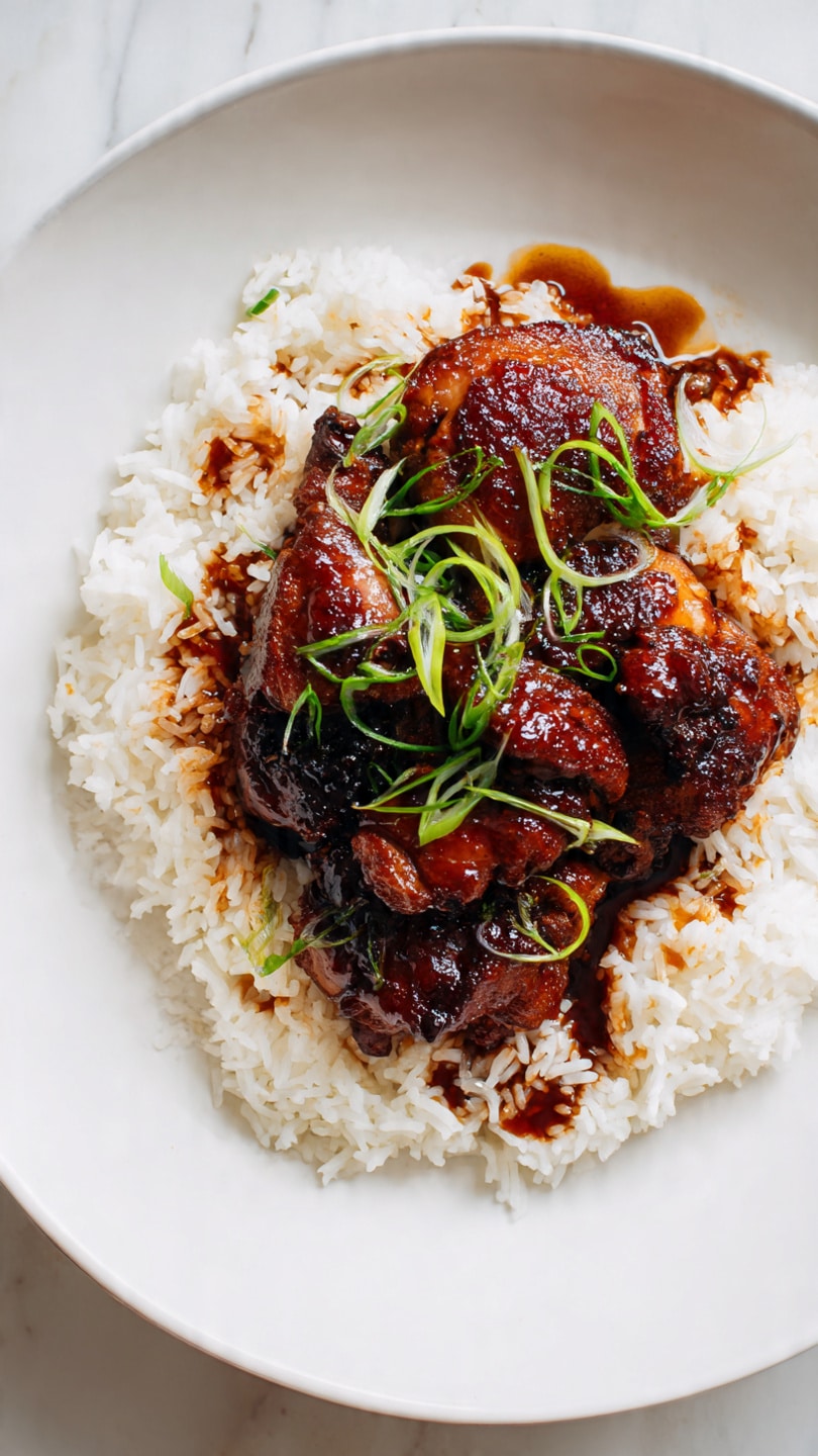 Caramelised Soy Chicken with Garlic Ginger Broth Rice